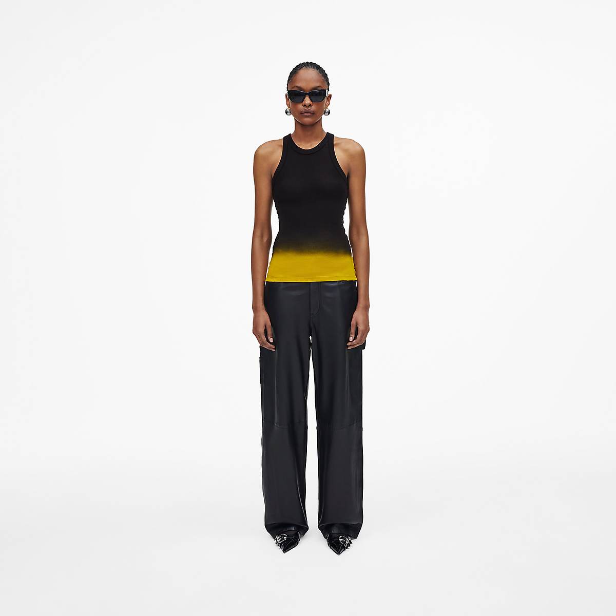 Women Marc Jacobs Ombré Spray Rib Tanks Black / Yellow | UK MJ5806-B60