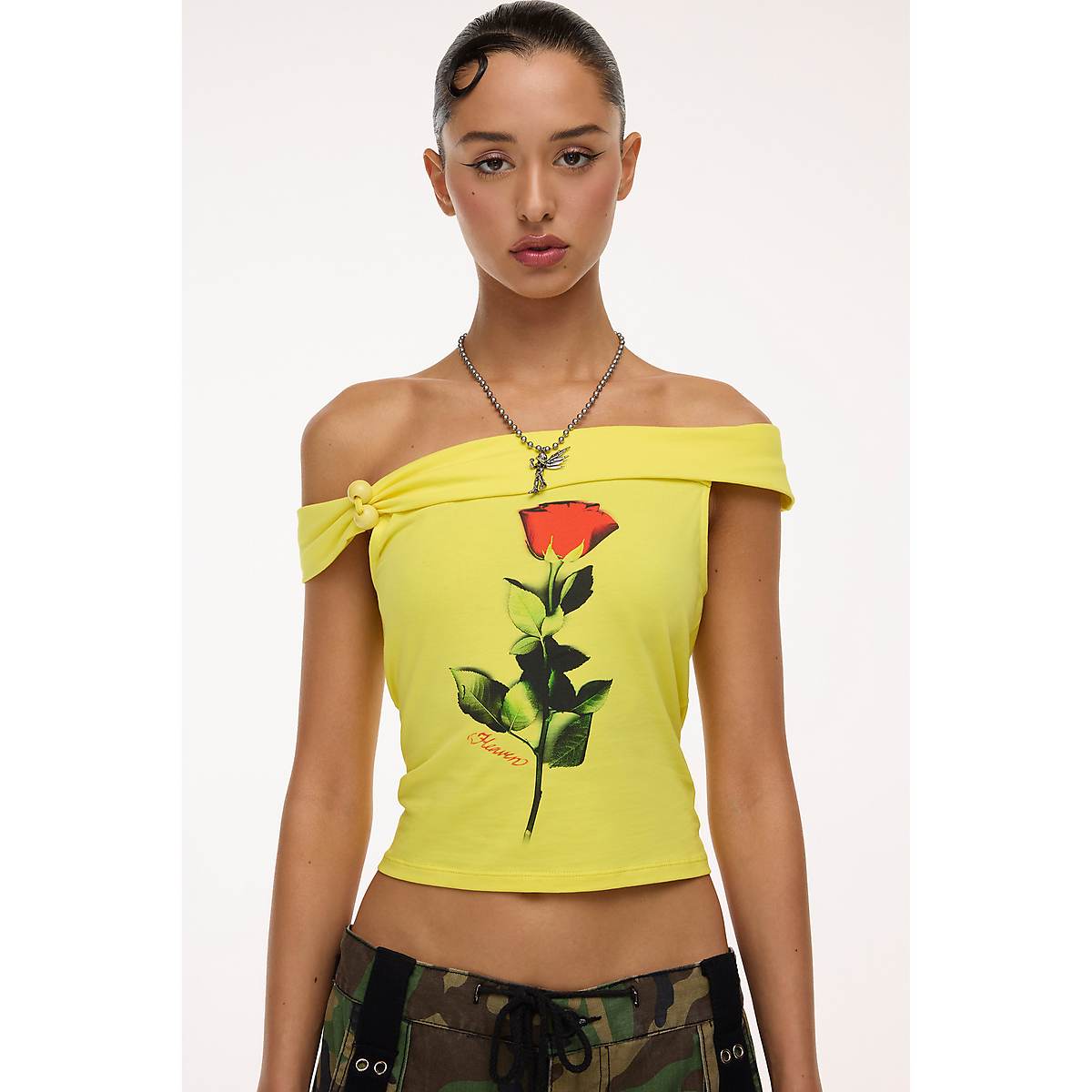 Women Marc Jacobs One Shoulder Rose Bauble Tanks Yellow | UK MJ1385-D34