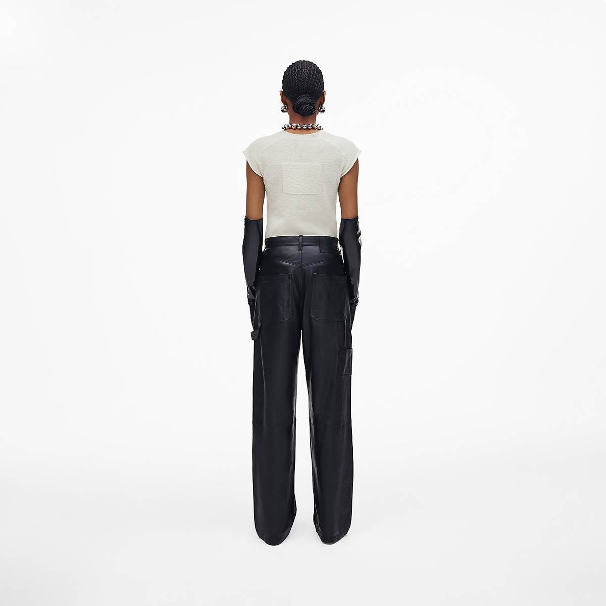 Women Marc Jacobs Oversized Leather Pants Black | UK MJ8921-J31