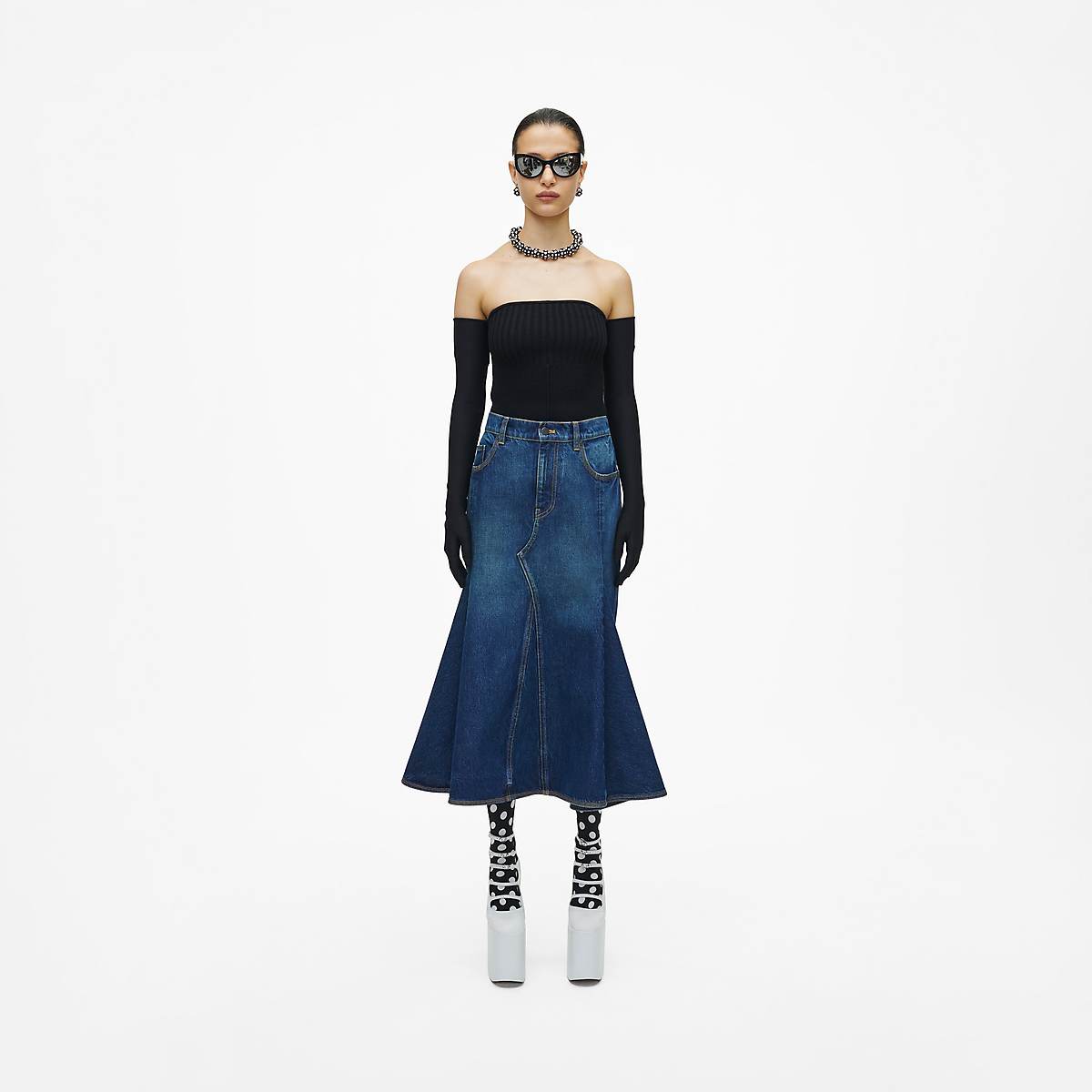 Women Marc Jacobs Paneled Skirts Indigo | UK MJ9631-O32