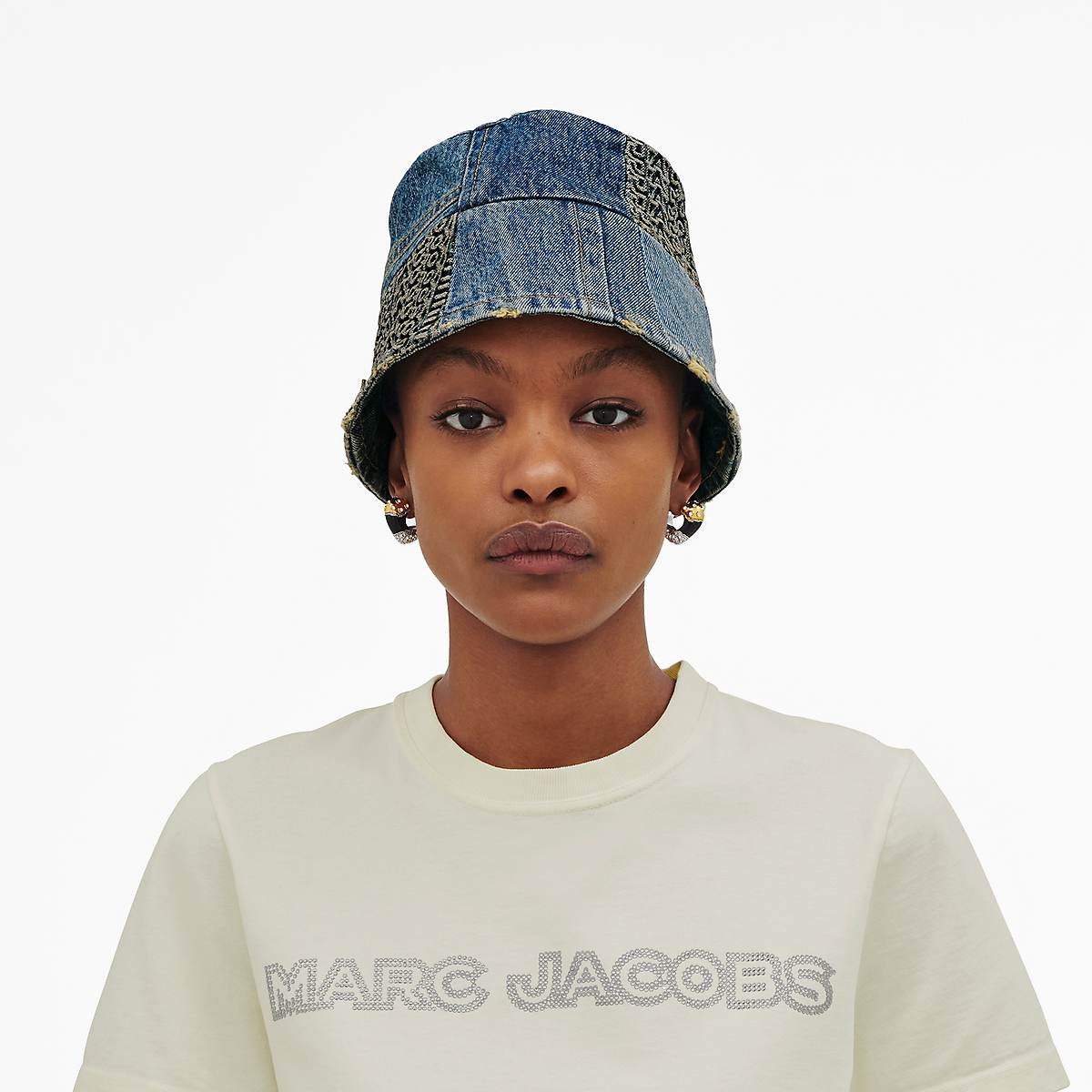 Women Marc Jacobs Patchwork Denim Bucket Hats Indigo Multicolor | UK MJ6027-Q01