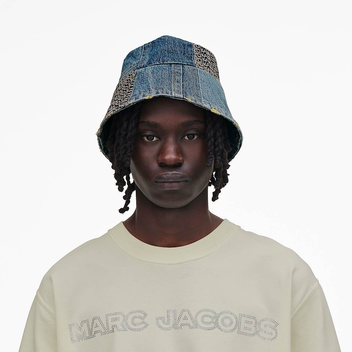 Women Marc Jacobs Patchwork Denim Bucket Hats Indigo Multicolor | UK MJ6027-Q01