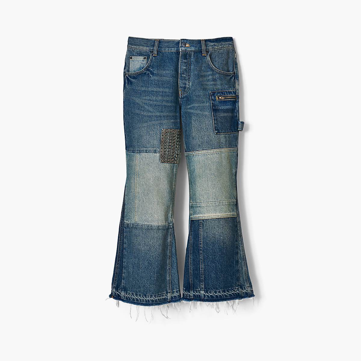 Women Marc Jacobs Patchwork Denim Cropped Flare Jeans Indigo Multicolor | UK MJ8563-H73