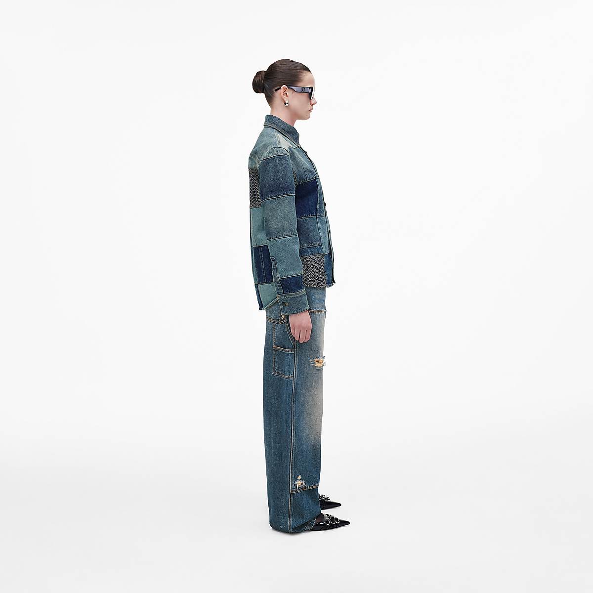 Women Marc Jacobs Patchwork Denim Shirts Indigo Multicolor | UK MJ4127-F34