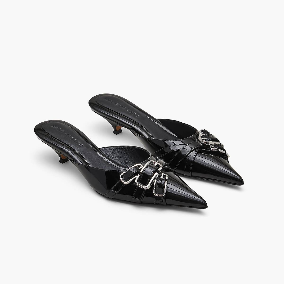 Women Marc Jacobs Patent Leather J Marc Buckle Kitten Heels Black | UK MJ2501-G59