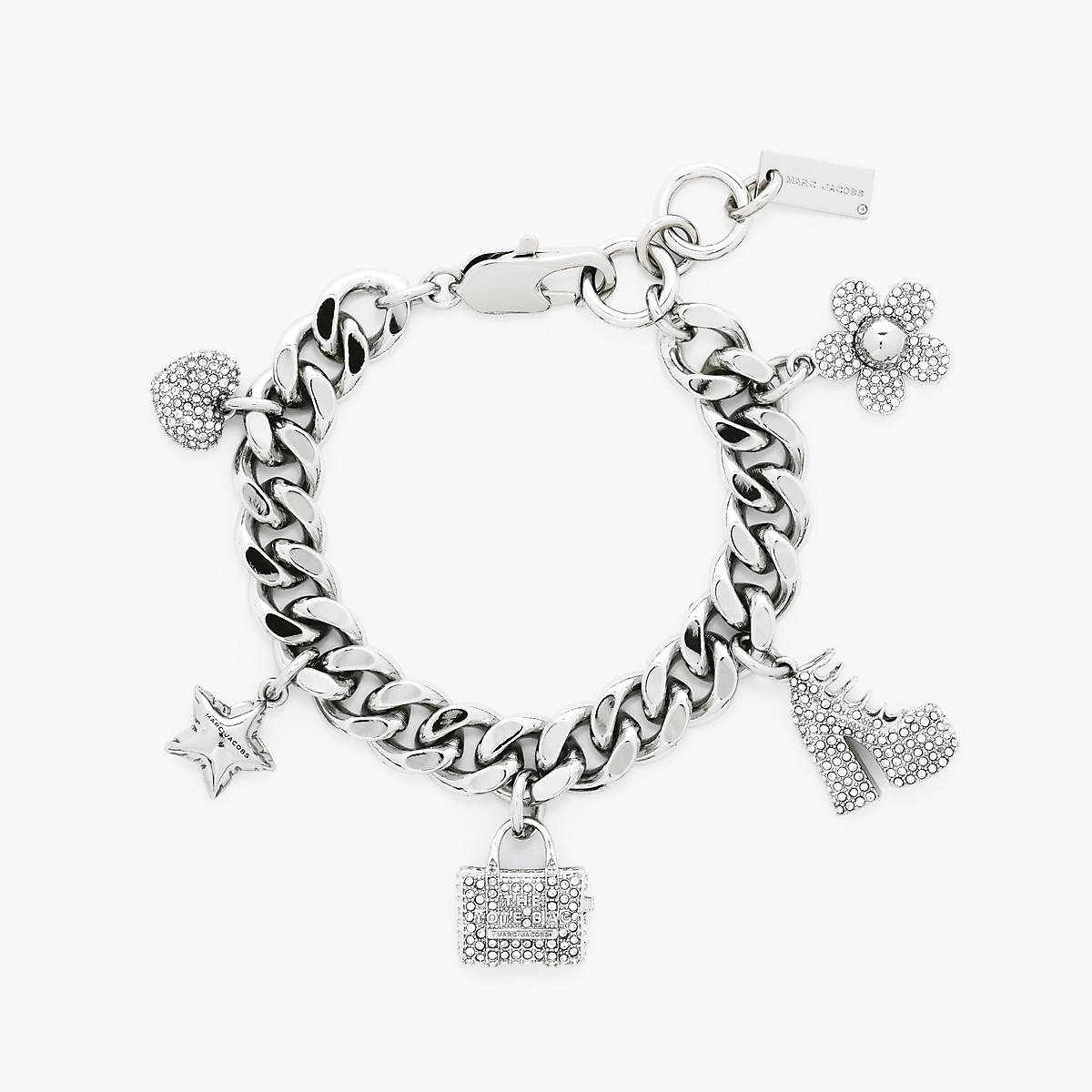 Women Marc Jacobs Pave Mini Icon Charm Bracelets Silver | UK MJ0781-N56