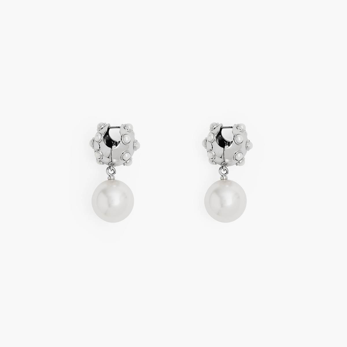 Women Marc Jacobs Pearl Dot Drop Earrings White / Silver | UK MJ8471-Q72