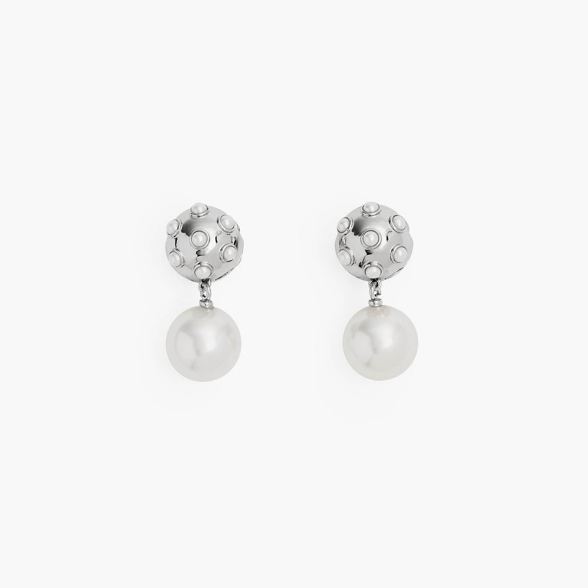 Women Marc Jacobs Pearl Dot Drop Earrings White / Silver | UK MJ8471-Q72