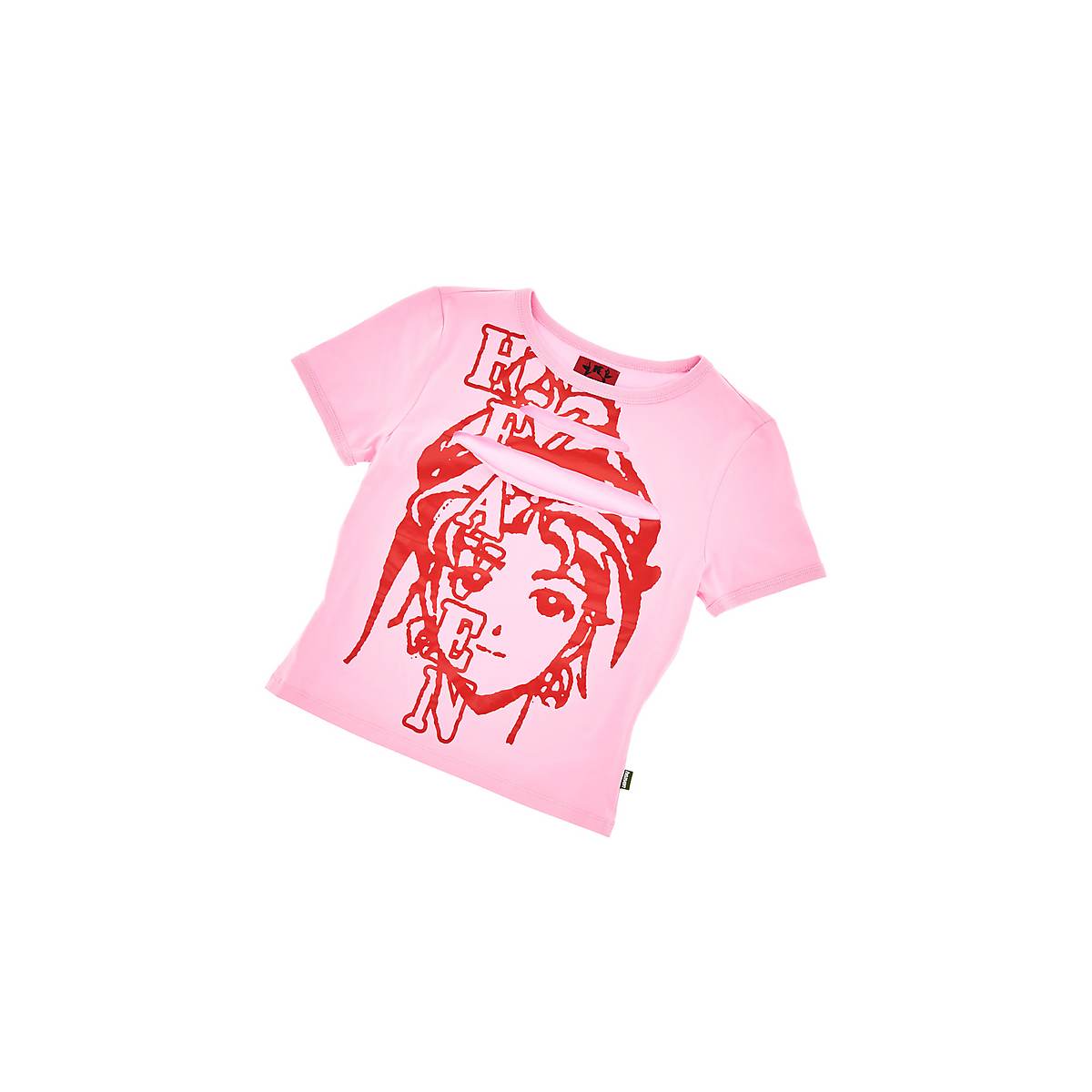 Women Marc Jacobs Princ355 Slashed Baby Tee T-Shirt Pink | UK MJ2805-O05