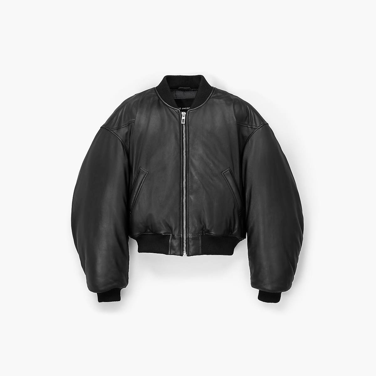 Women Marc Jacobs Puffy Leather Bomber Jackets Black | UK MJ4910-O91