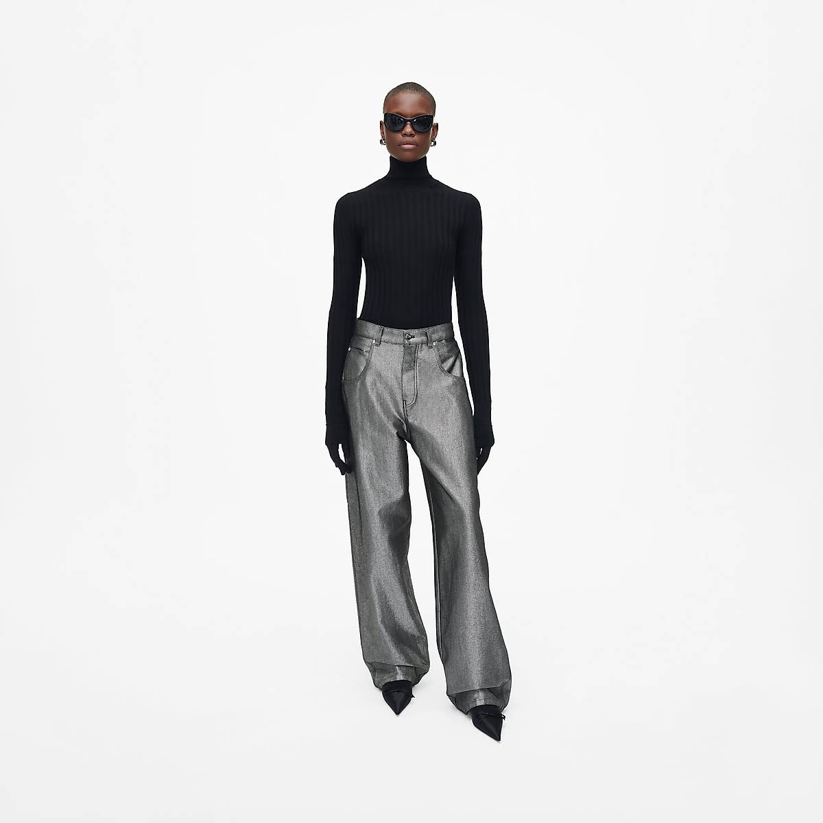 Women Marc Jacobs Reflective Oversized Jeans Silver | UK MJ7589-O94