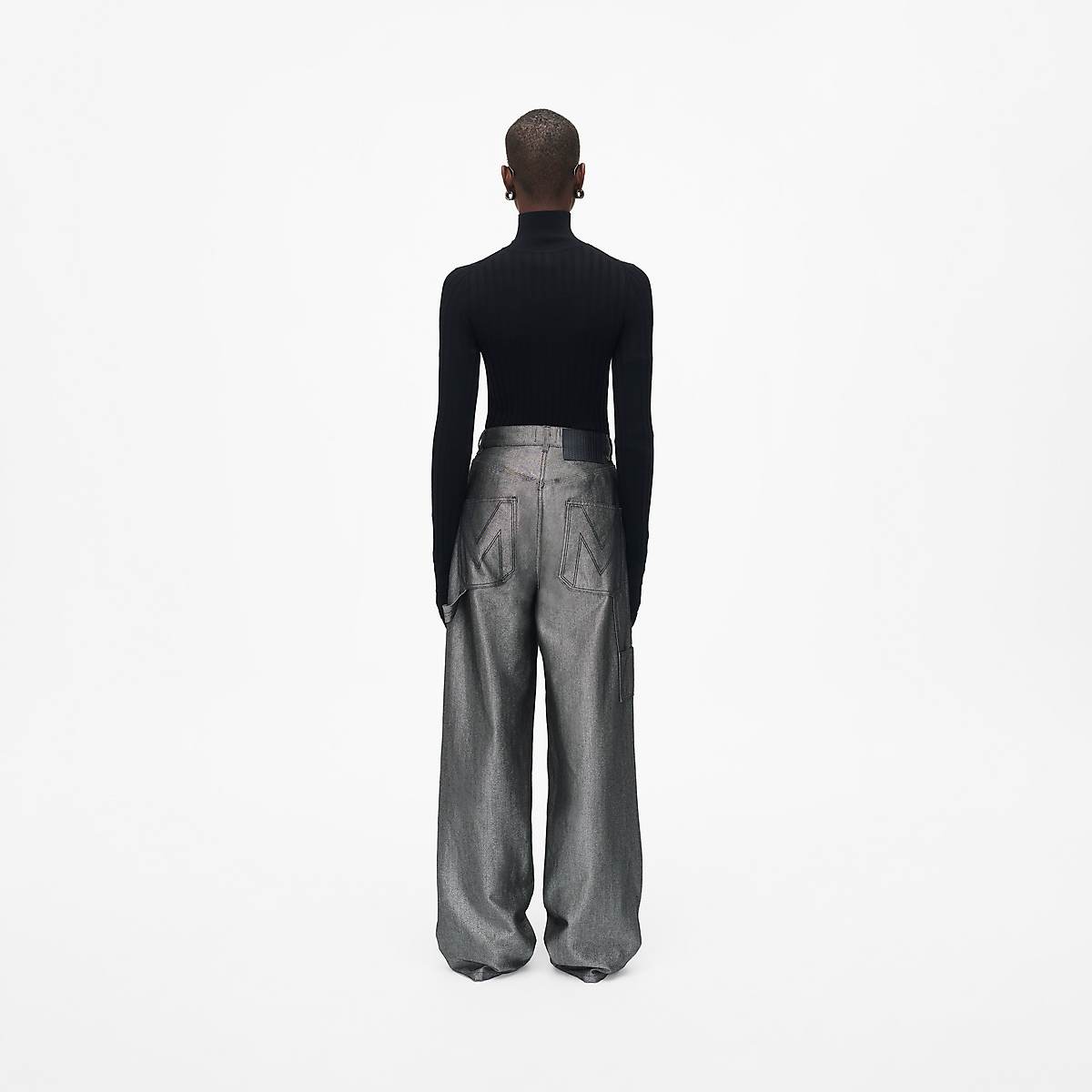 Women Marc Jacobs Reflective Oversized Jeans Silver | UK MJ7589-O94