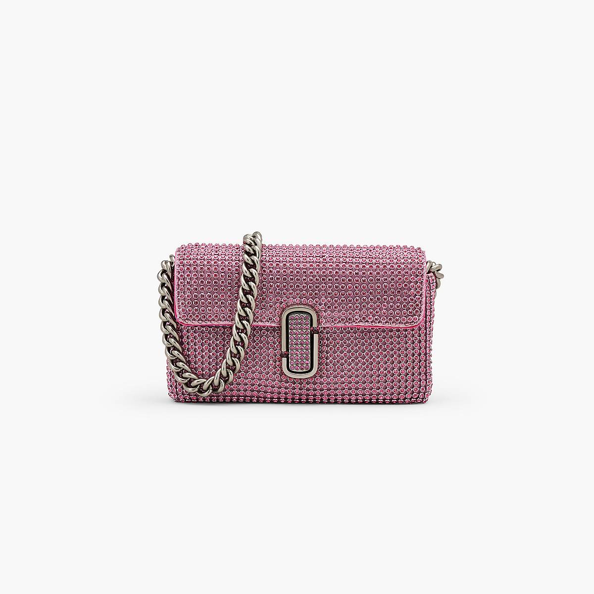 Women Marc Jacobs Rhinestone J Marc Mini Shoulder Bags Pink | UK MJ7258-T01