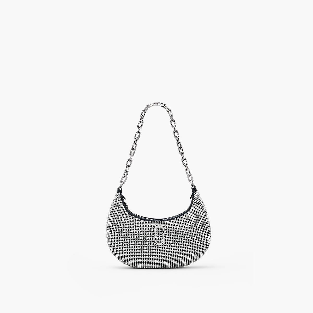 Women Marc Jacobs Rhinestone Small Curve Shoulder Bags Silver | UK MJ9168-M10