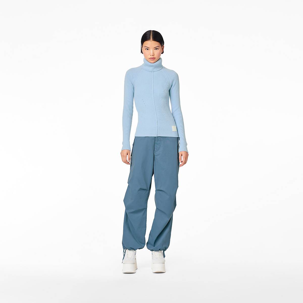 Women Marc Jacobs Ribbed Turtleneck Sweaters Blue | UK MJ9054-F57