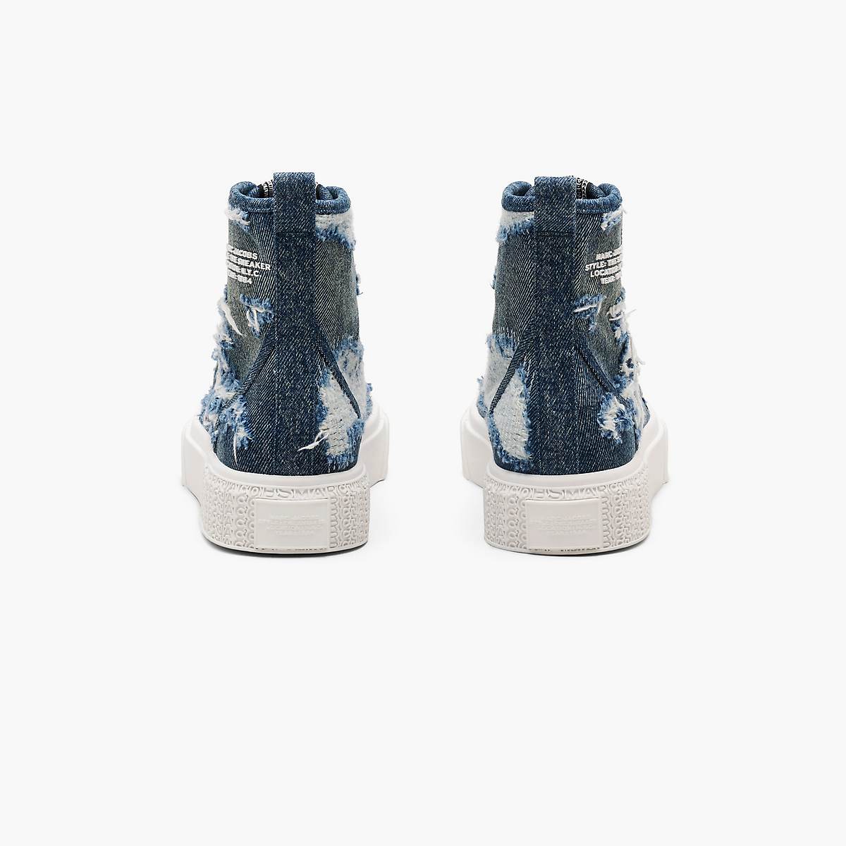 Women Marc Jacobs Rip And Repair Denim High Top Trainers Indigo | UK MJ4570-S53