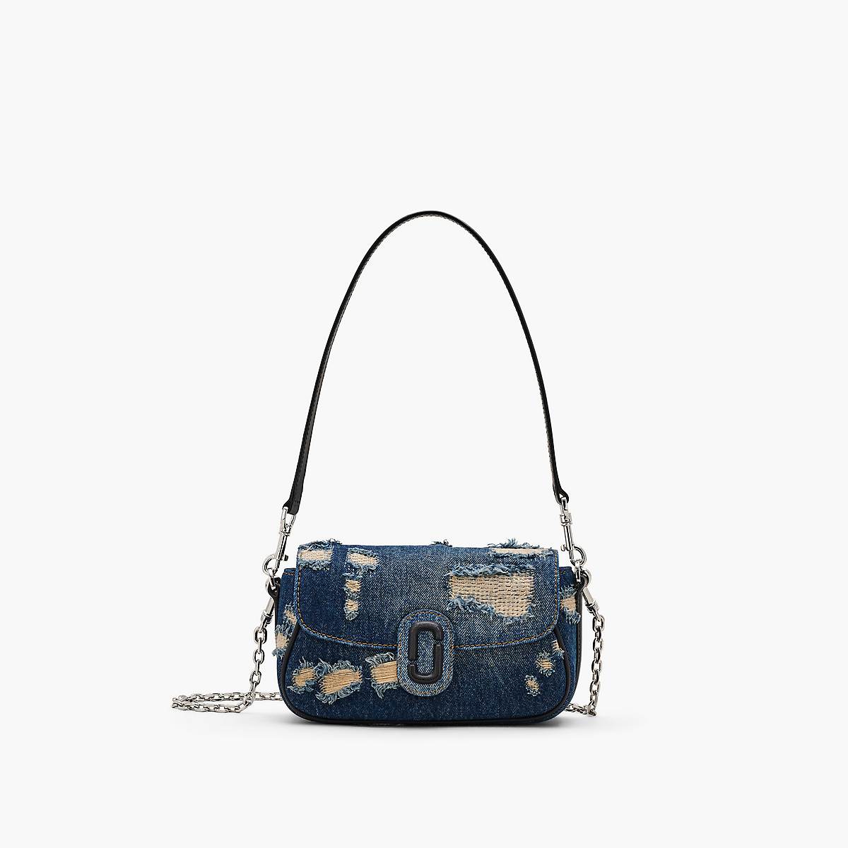 Women Marc Jacobs Rip and Repair Denim Clover Shoulder Bags Indigo | UK MJ6125-A71