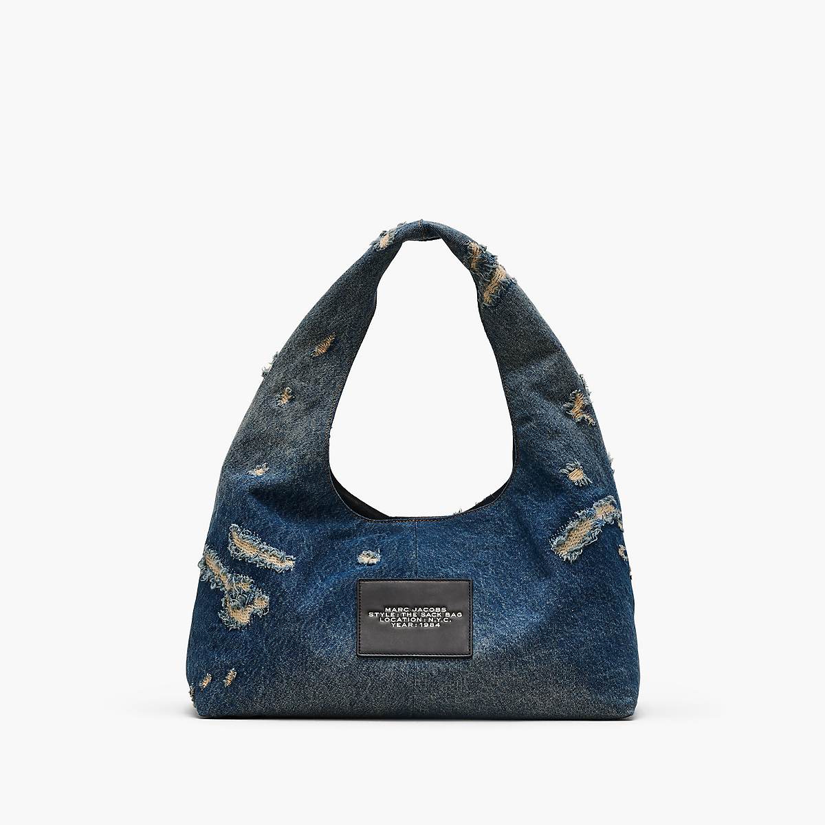 Women Marc Jacobs Rip and Repair Denim Sack Shoulder Bags Indigo | UK MJ7631-Q82