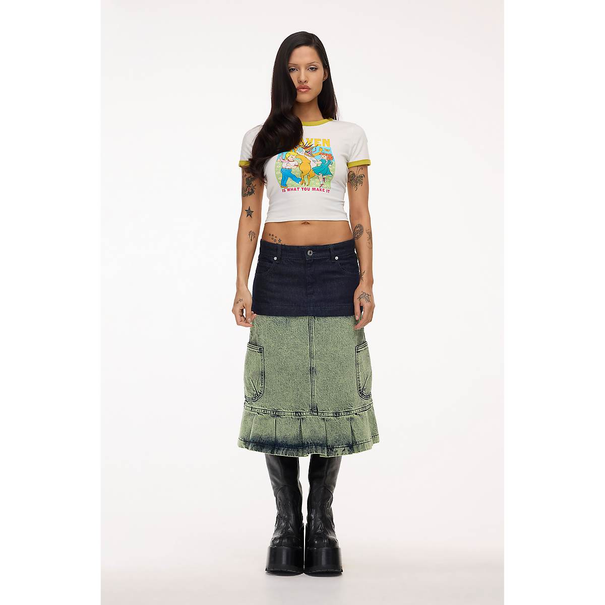 Women Marc Jacobs Ruffle Long Skirts Indigo / Wash | UK MJ6189-W08