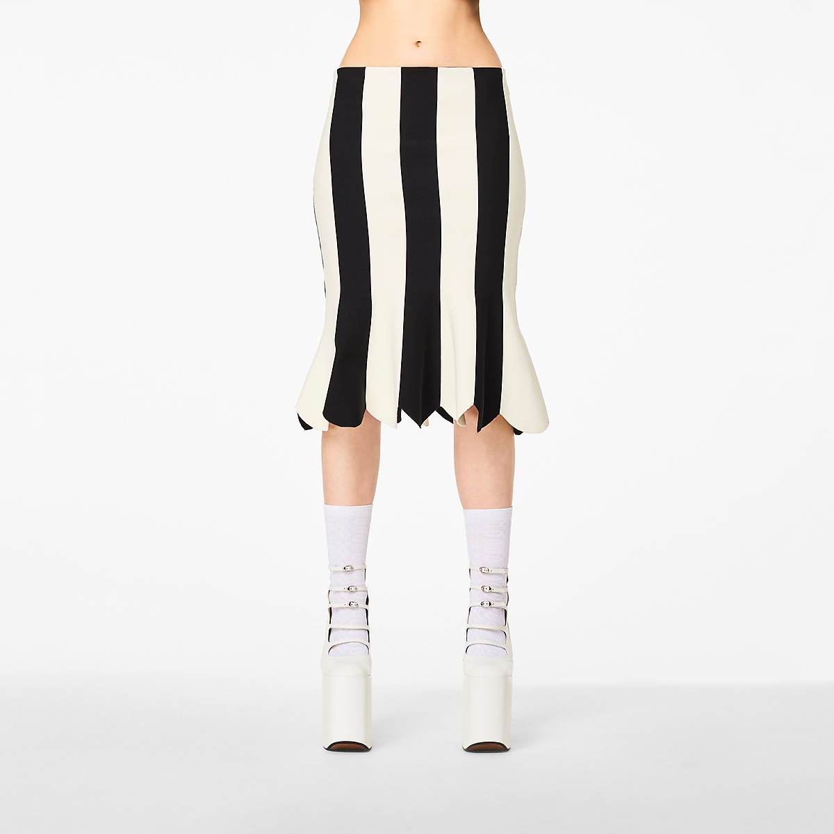 Women Marc Jacobs Scuba Stripe Skirts Black / White | UK MJ6289-S42