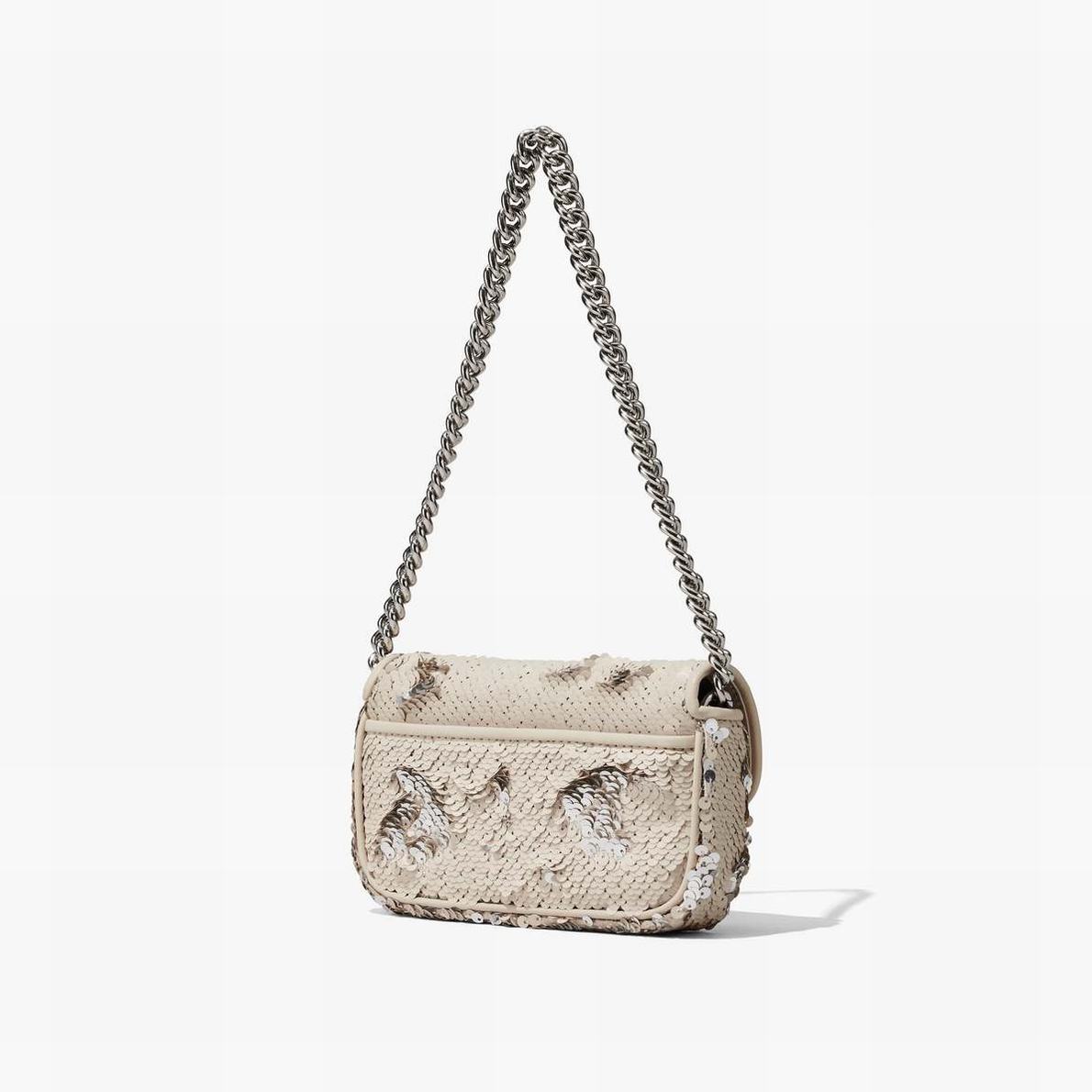 Women Marc Jacobs Sequin J Marc Mini Shoulder Bags Cream / Silver | UK MJ5876-R97