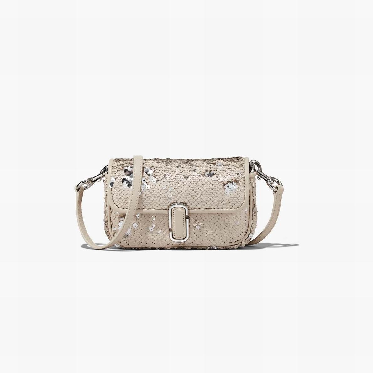 Women Marc Jacobs Sequin J Marc Mini Shoulder Bags Cream / Silver | UK MJ5876-R97