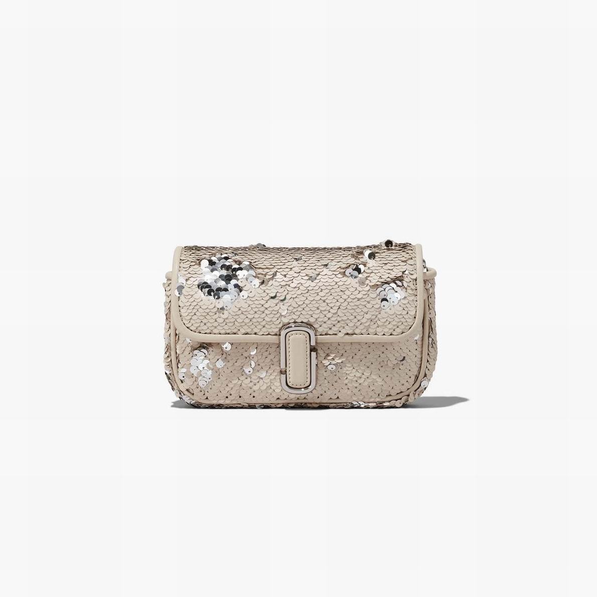 Women Marc Jacobs Sequin J Marc Mini Shoulder Bags Cream / Silver | UK MJ5876-R97