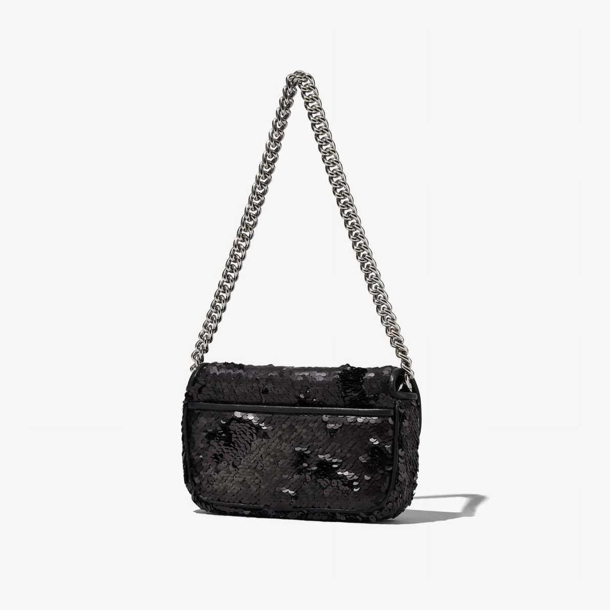 Women Marc Jacobs Sequin J Marc Mini Shoulder Bags Black | UK MJ6039-T93