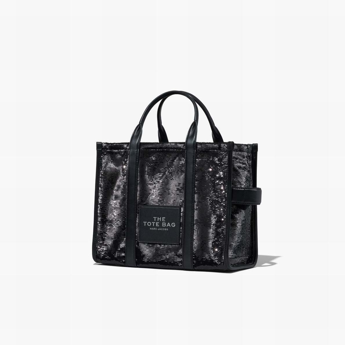 Women Marc Jacobs Sequin Medium Tote Bags Black | UK MJ7632-L76