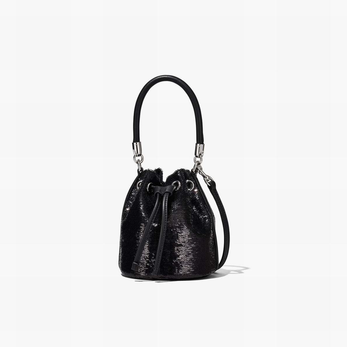 Women Marc Jacobs Sequin Micro Bucket Bags Black | UK MJ7180-A81