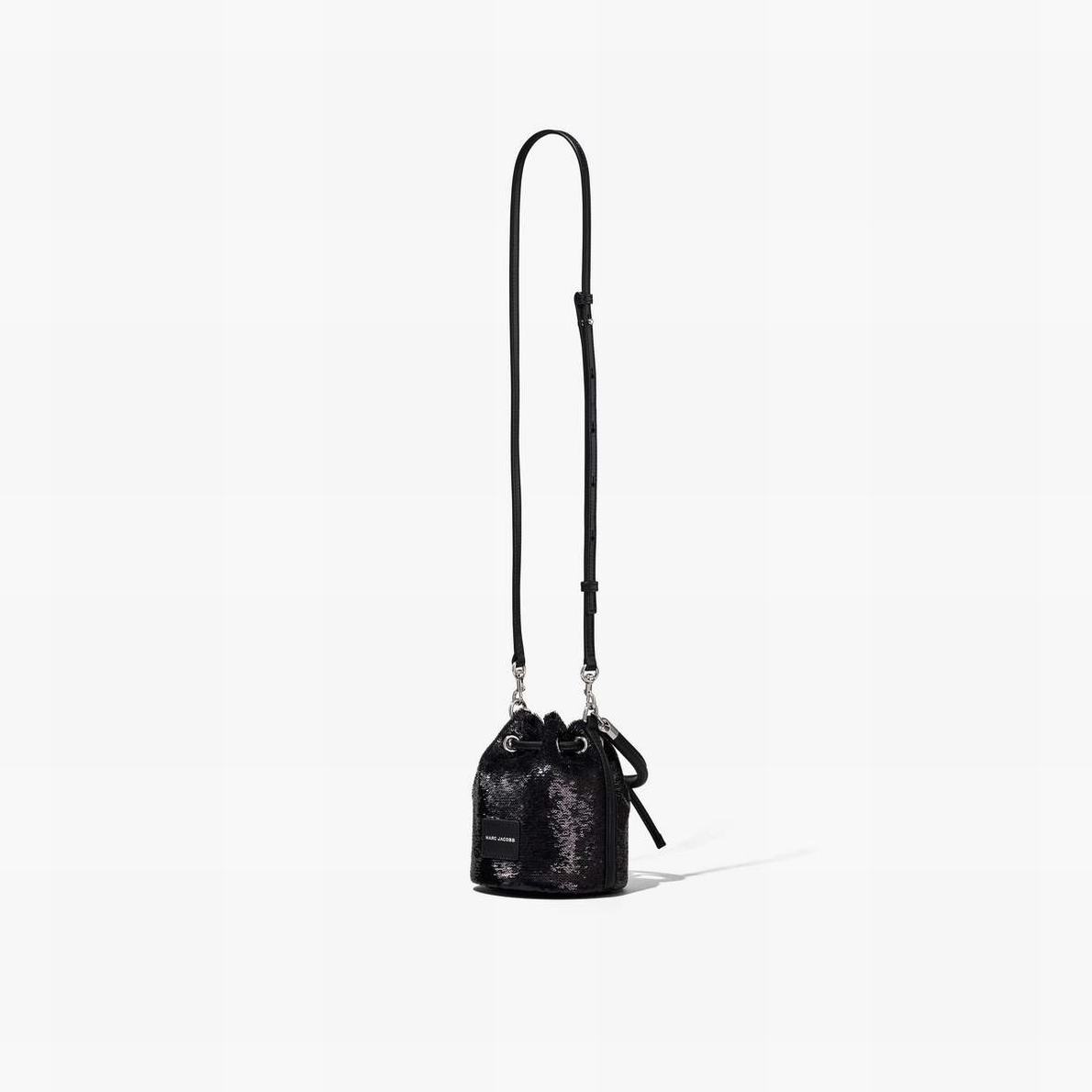 Women Marc Jacobs Sequin Micro Bucket Bags Black | UK MJ7180-A81