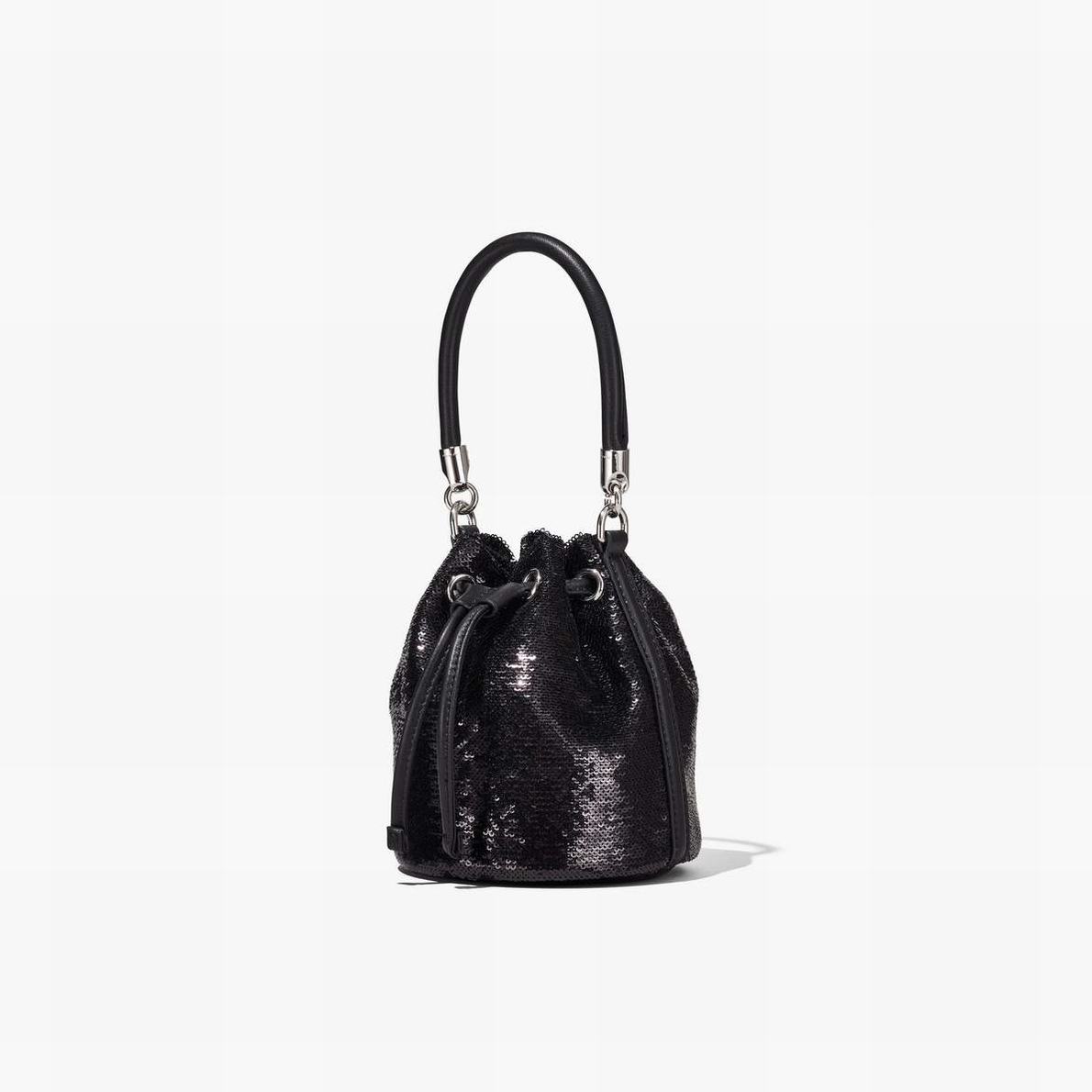 Women Marc Jacobs Sequin Micro Bucket Bags Black | UK MJ7180-A81