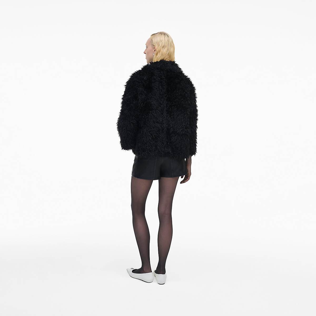 Women Marc Jacobs Shaggy Faux Fur Lady Jackets Black | UK MJ1347-O31