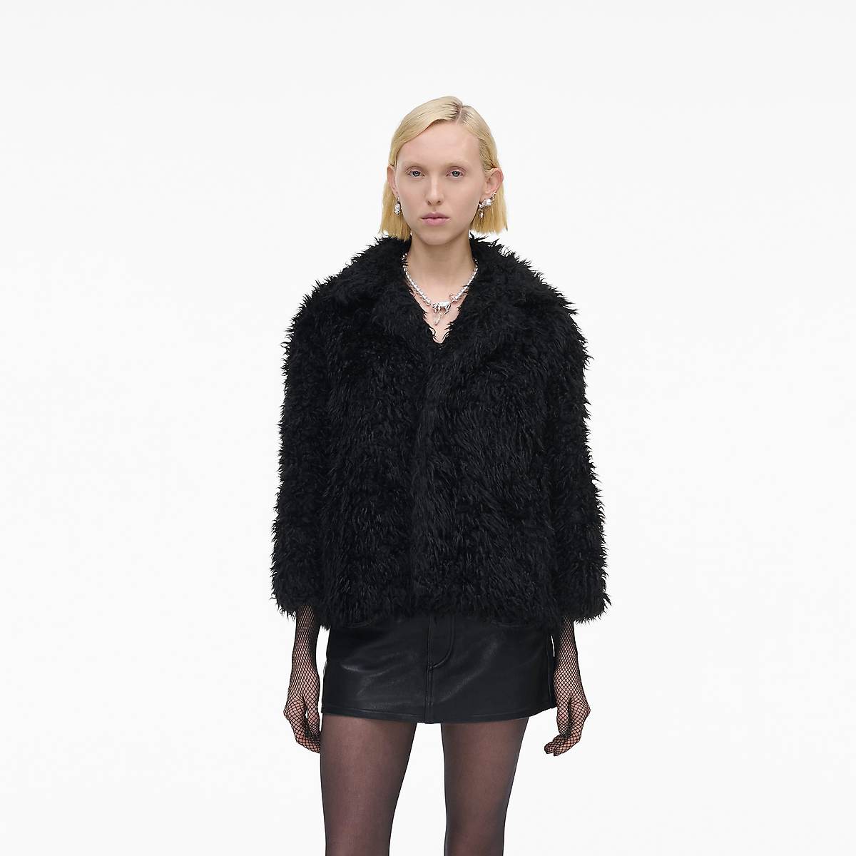 Women Marc Jacobs Shaggy Faux Fur Lady Jackets Black | UK MJ1347-O31