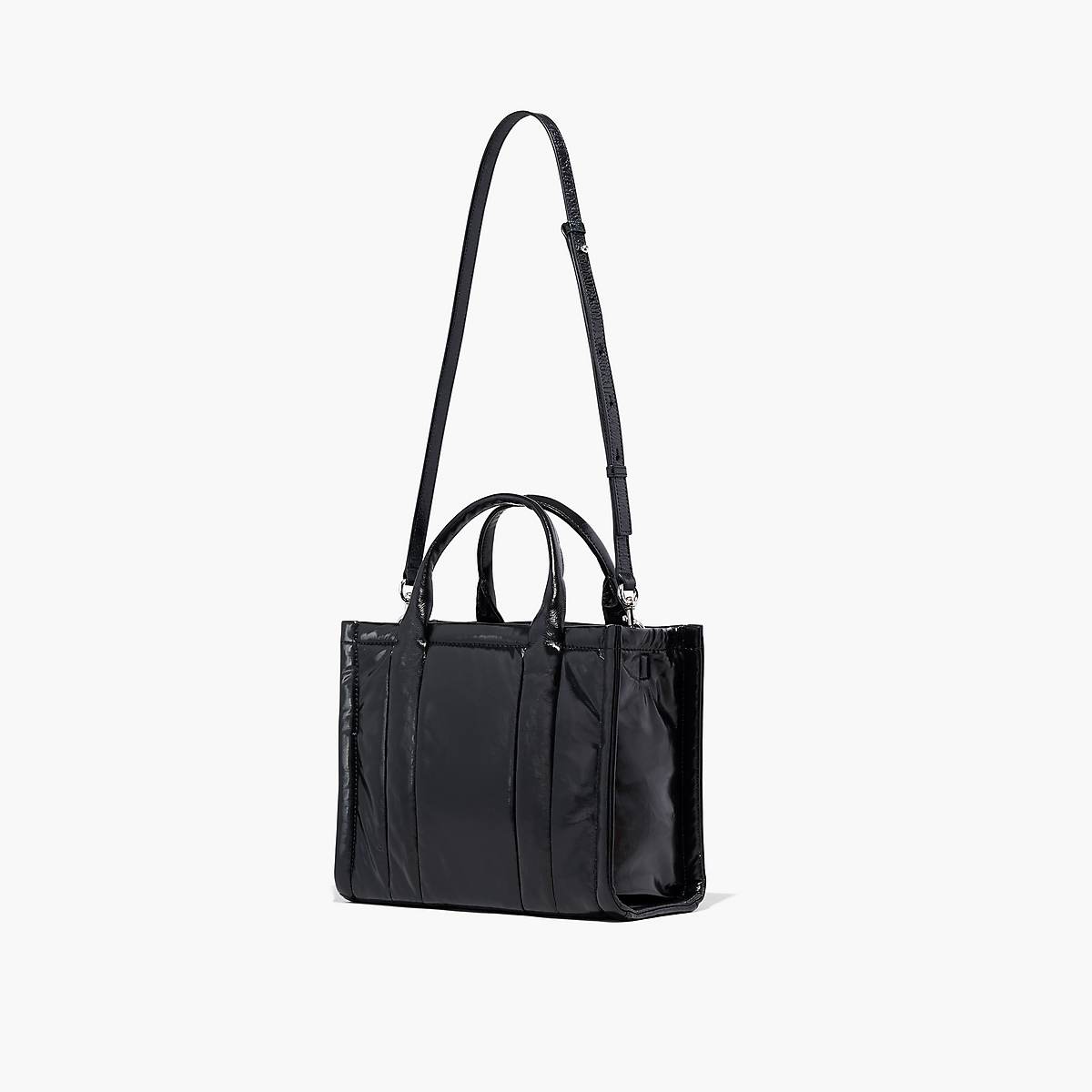 Women Marc Jacobs Shiny Crinkle Medium Tote Bags Black | UK MJ4169-Q58