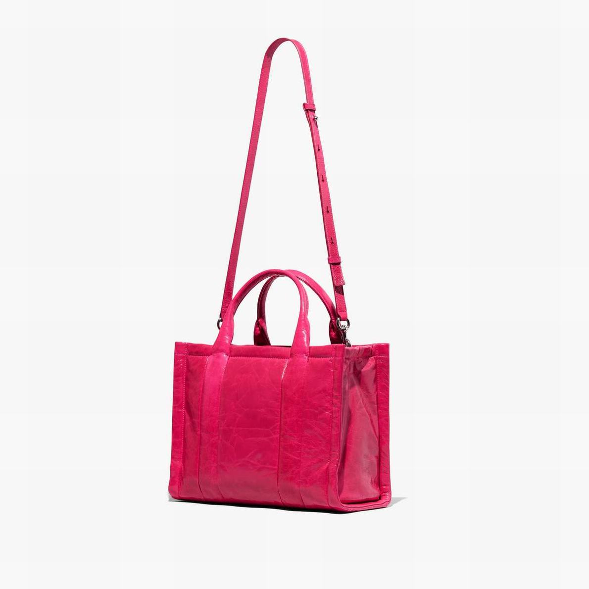 Women Marc Jacobs Shiny Crinkle Medium Tote Bags Red | UK MJ5694-E03