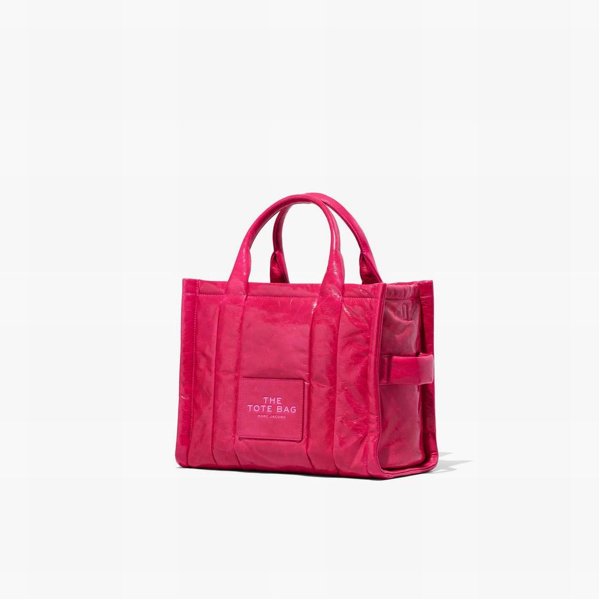 Women Marc Jacobs Shiny Crinkle Medium Tote Bags Red | UK MJ5694-E03