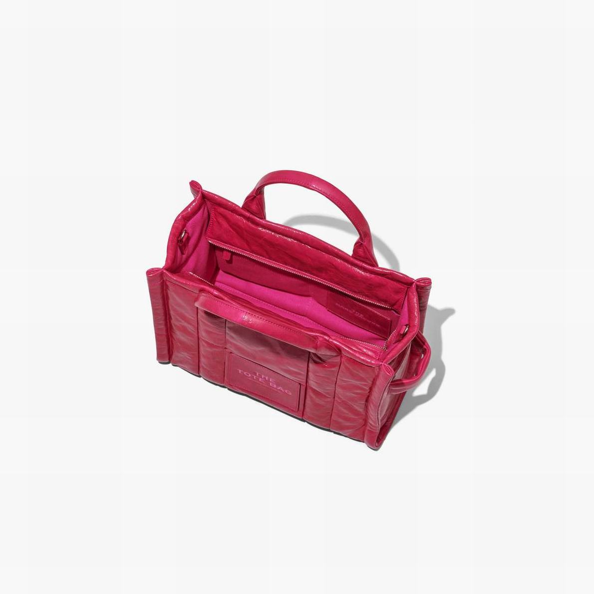 Women Marc Jacobs Shiny Crinkle Medium Tote Bags Red | UK MJ5694-E03