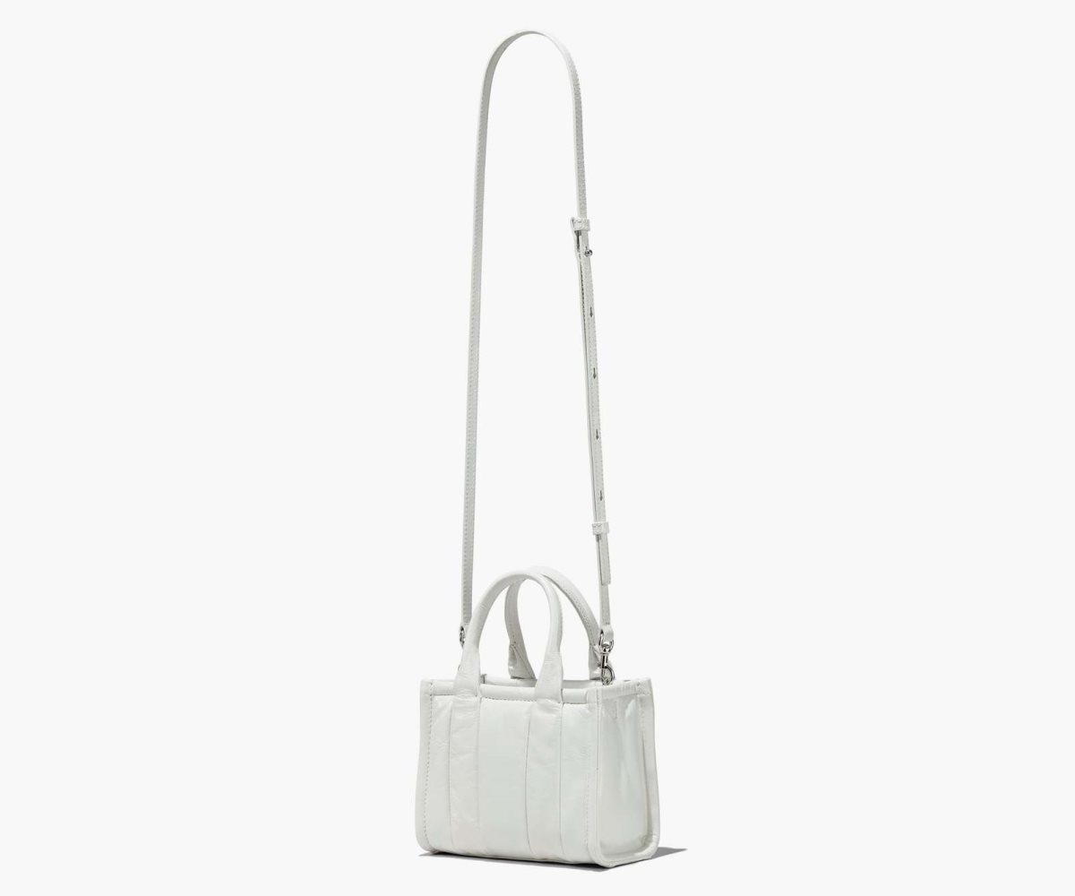 Women Marc Jacobs Shiny Crinkle Micro Tote Bags White | UK MJ6795-P31