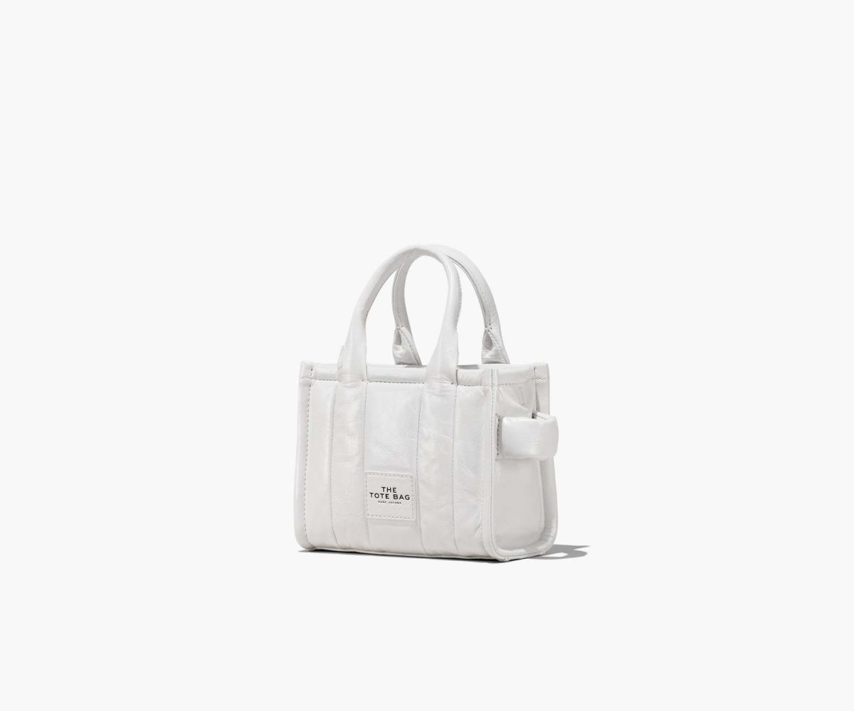 Women Marc Jacobs Shiny Crinkle Micro Tote Bags White | UK MJ6795-P31