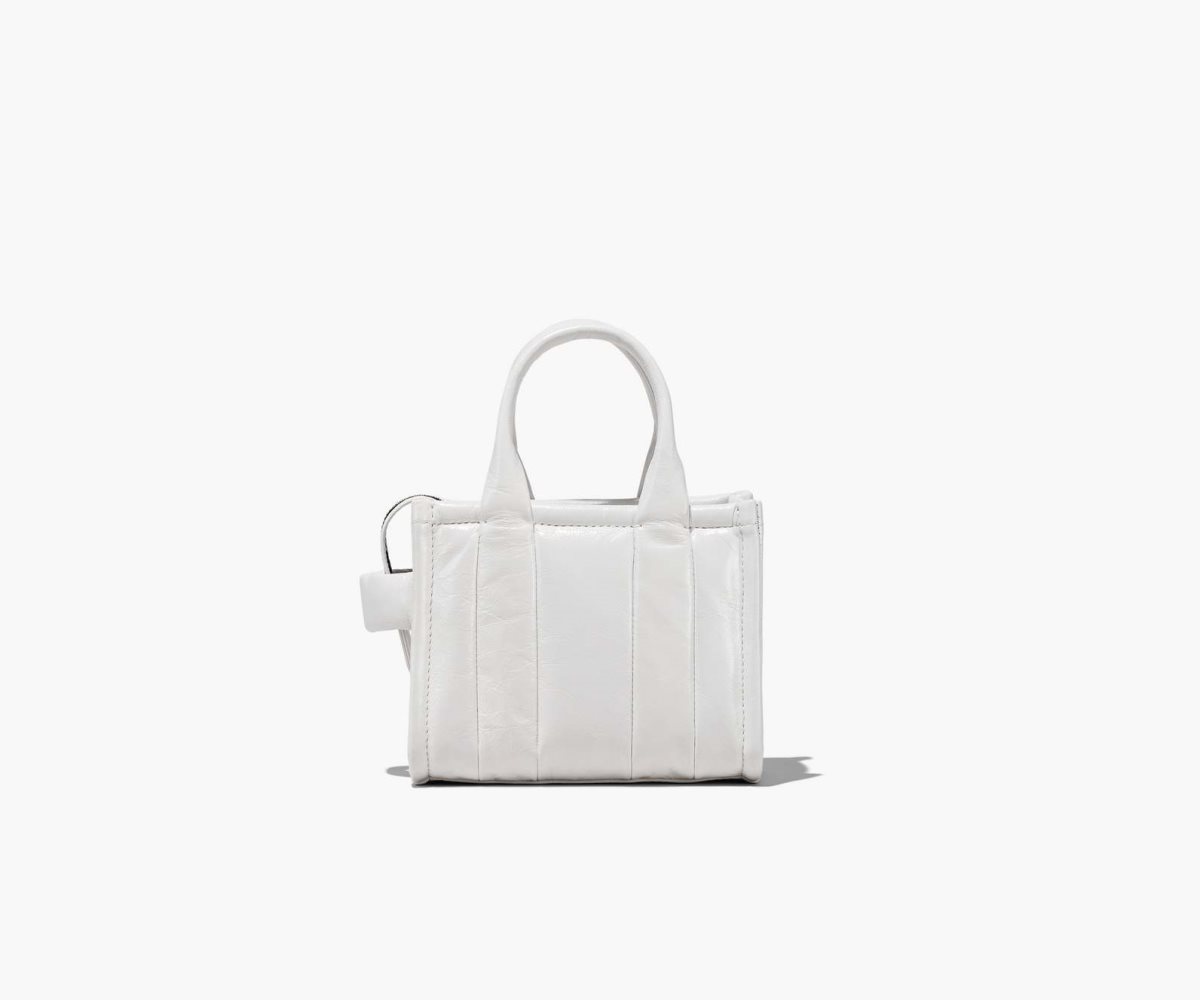 Women Marc Jacobs Shiny Crinkle Micro Tote Bags White | UK MJ6795-P31