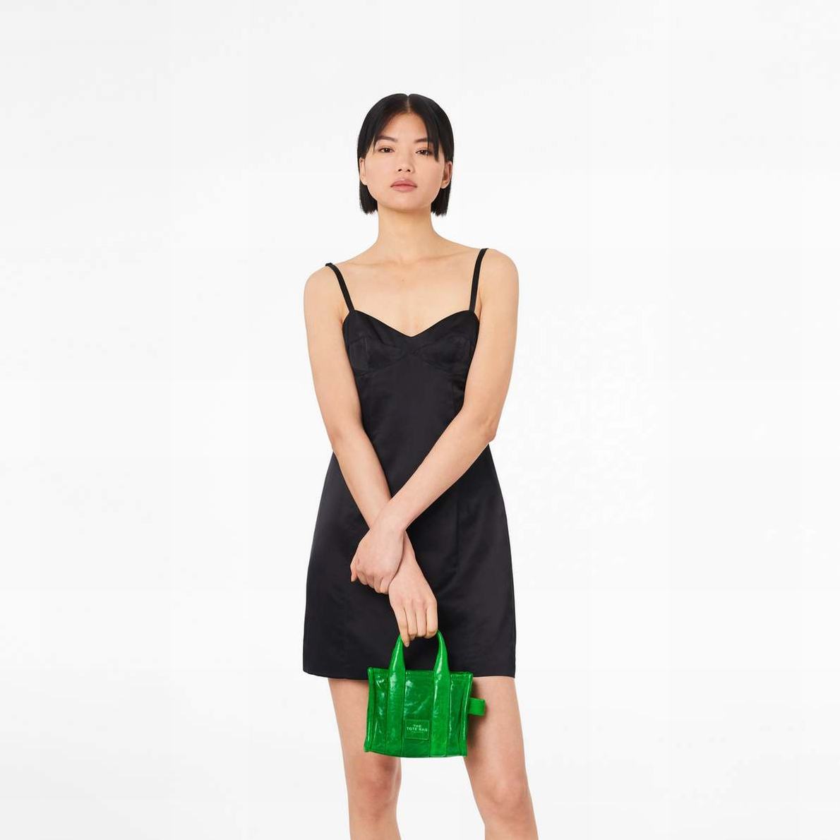 Women Marc Jacobs Shiny Crinkle Micro Tote Bags Green | UK MJ2934-S81