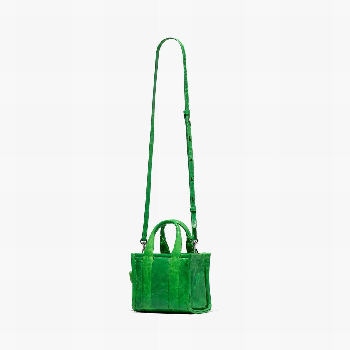 Women Marc Jacobs Shiny Crinkle Micro Tote Bags Green | UK MJ2934-S81