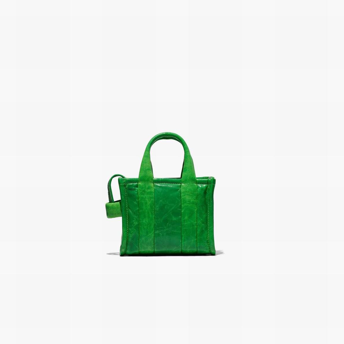 Women Marc Jacobs Shiny Crinkle Micro Tote Bags Green | UK MJ2934-S81