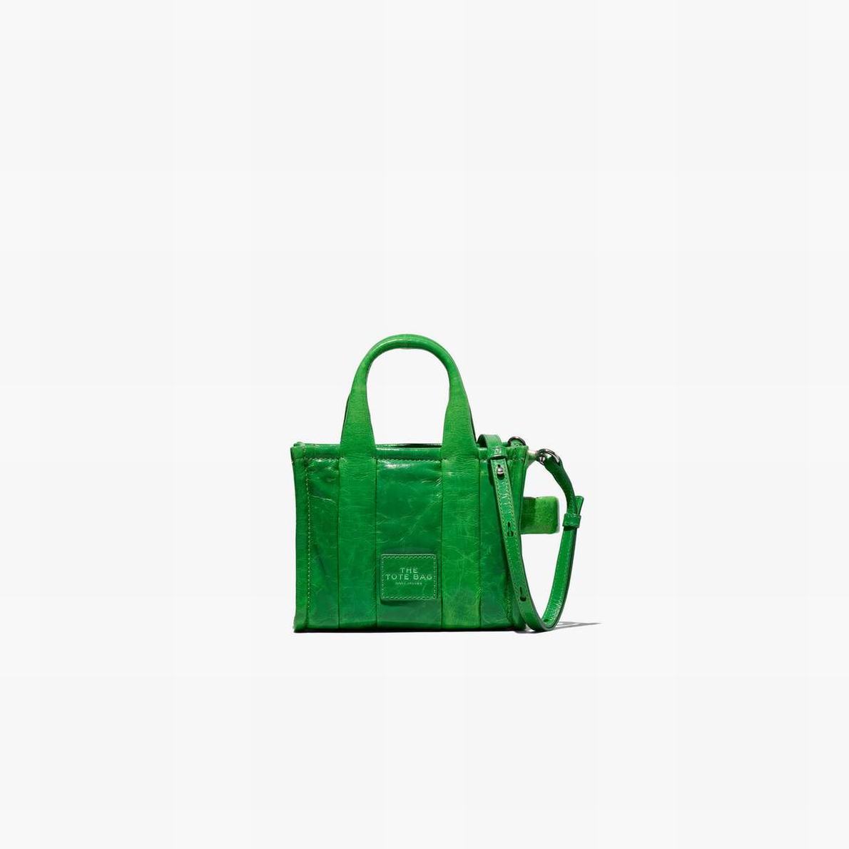 Women Marc Jacobs Shiny Crinkle Micro Tote Bags Green | UK MJ2934-S81