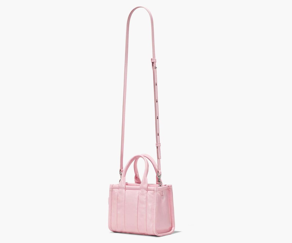 Women Marc Jacobs Shiny Crinkle Micro Tote Bags Pink | UK MJ0361-D37