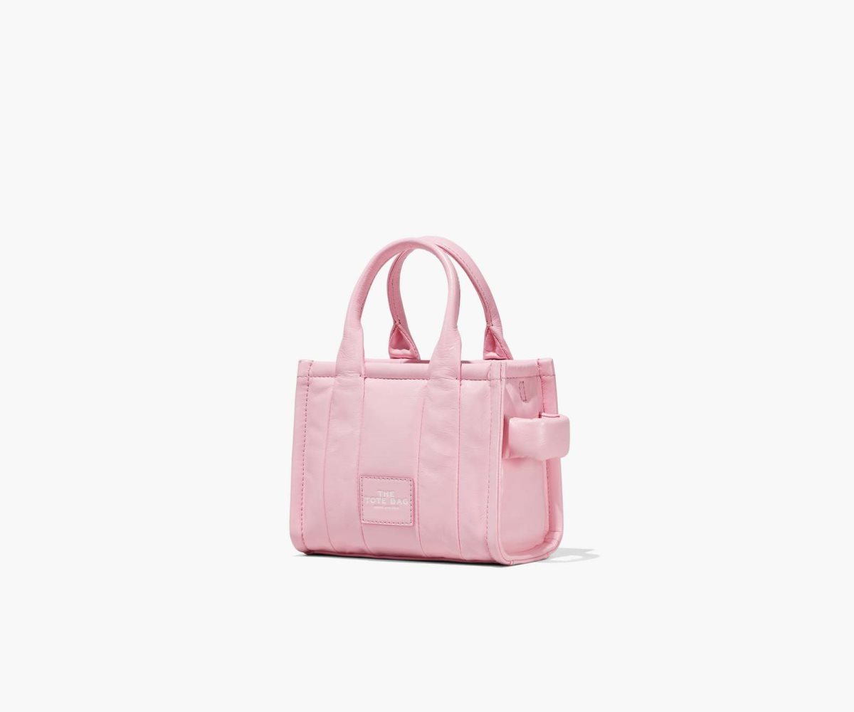 Women Marc Jacobs Shiny Crinkle Micro Tote Bags Pink | UK MJ0361-D37