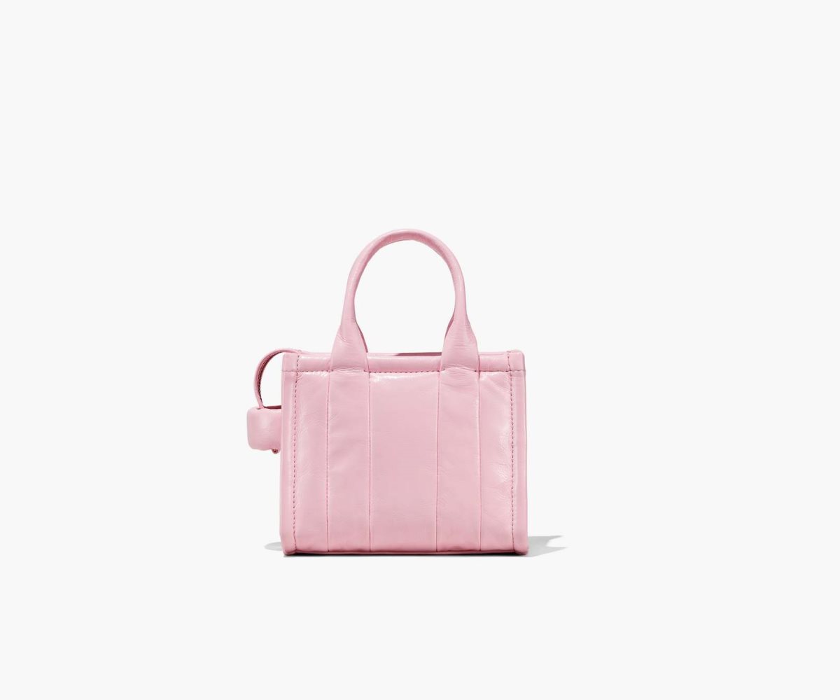 Women Marc Jacobs Shiny Crinkle Micro Tote Bags Pink | UK MJ0361-D37