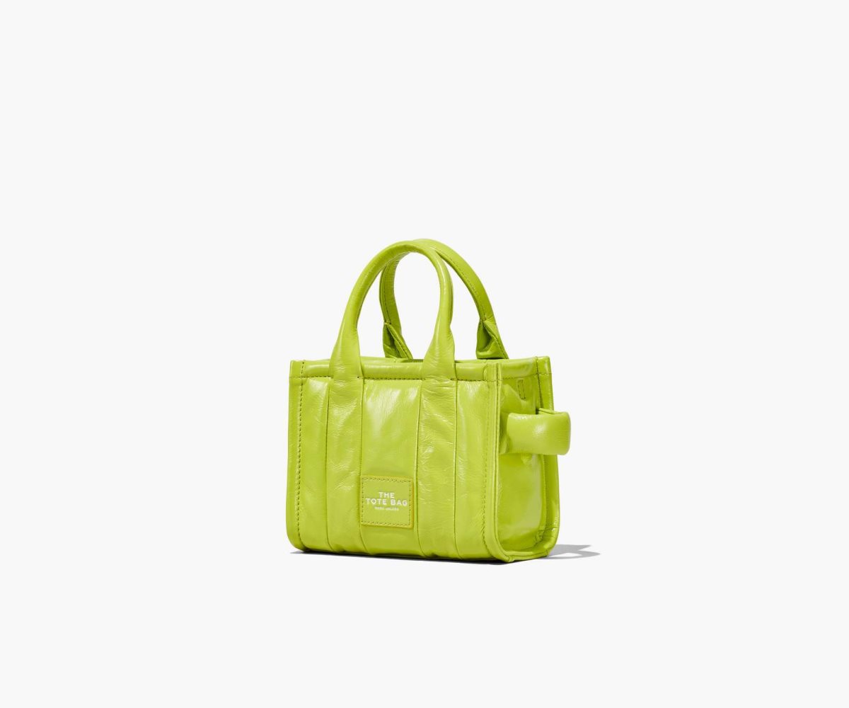 Women Marc Jacobs Shiny Crinkle Micro Tote Bags Green | UK MJ8976-F15