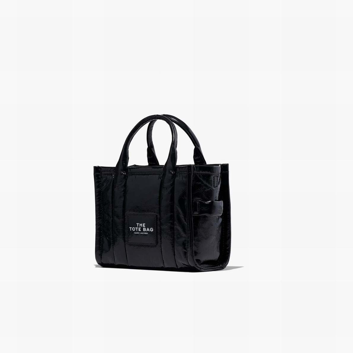 Women Marc Jacobs Shiny Crinkle Mini Tote Bags Black | UK MJ8014-R52